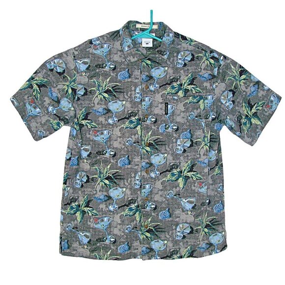 Columbia Mens River Lodge Short Sleeve Button Front Shirt Gray Tropical Size L - Picture 1 of 9